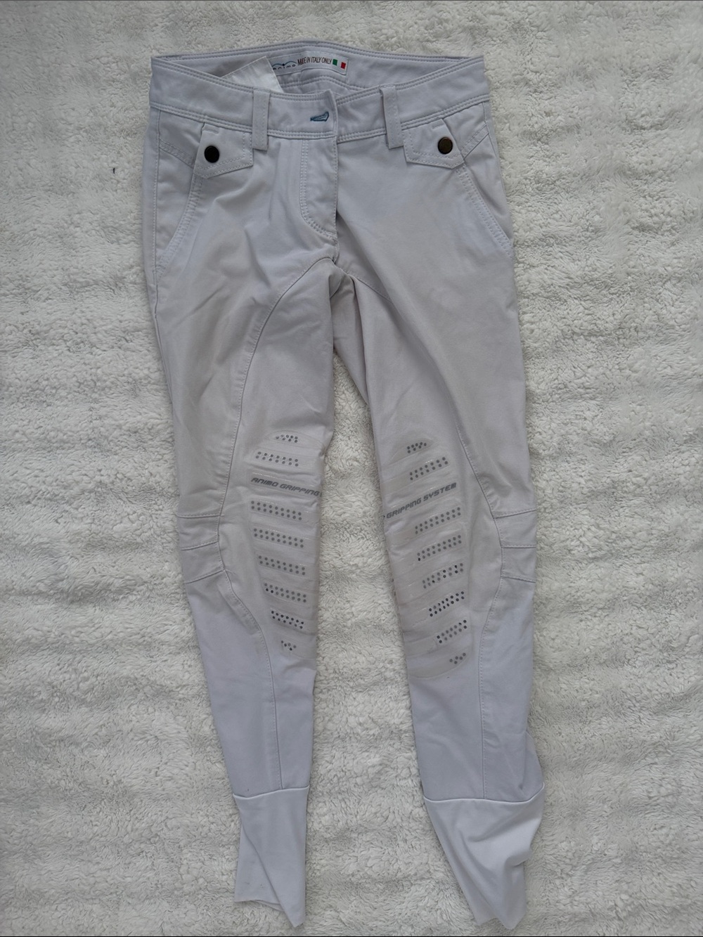 Women’s Light Gray Riding Breeches with Silicone Grip Panels